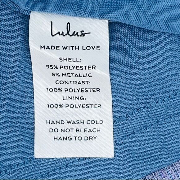 Lulus Make Your Acquaintance Blue Metallic V-Neck Skater Dress Women’s Size XS N - Picture 11 of 13